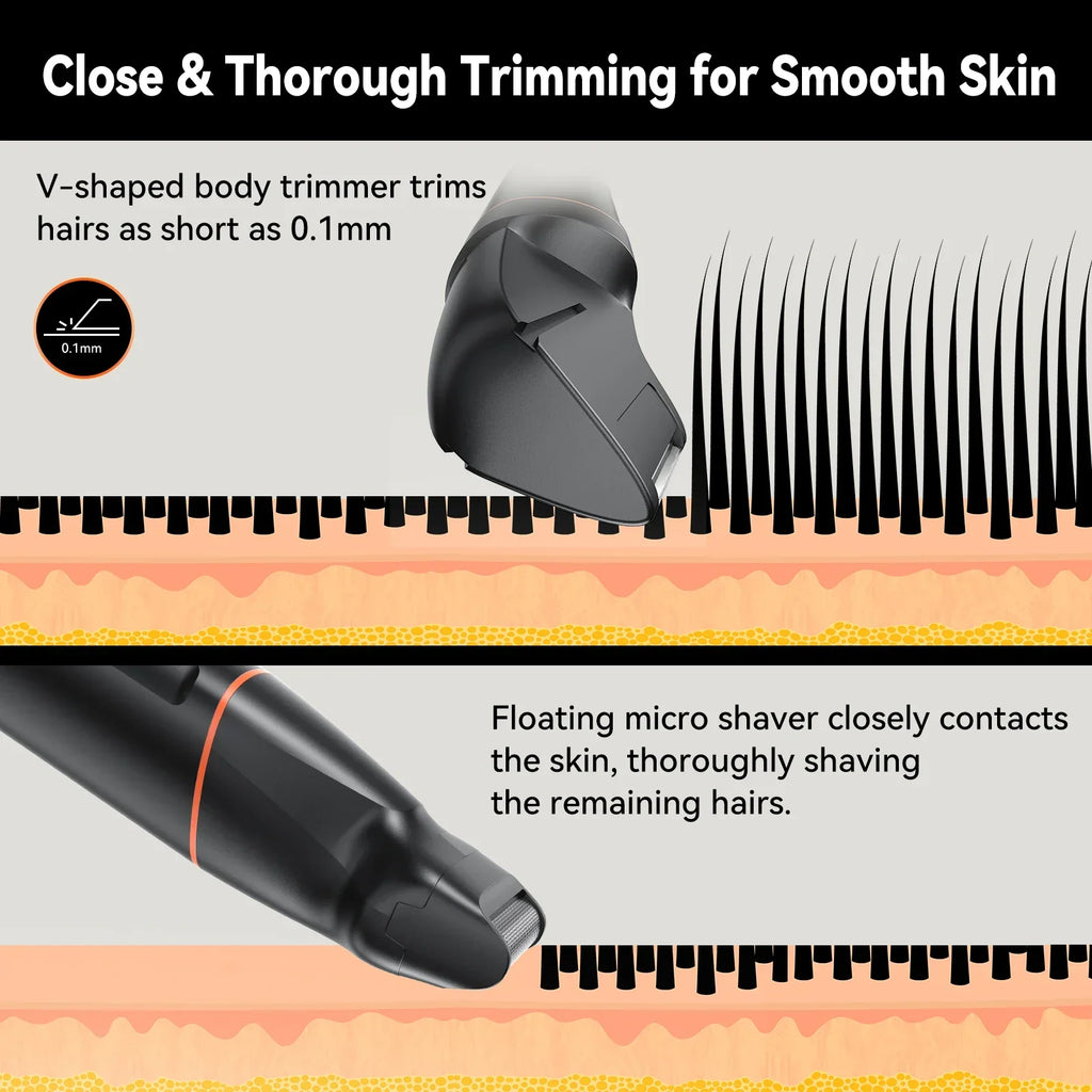 4 in 1 Body Hair Trimmer Kit for Men Waterproof Electric Shaver Black